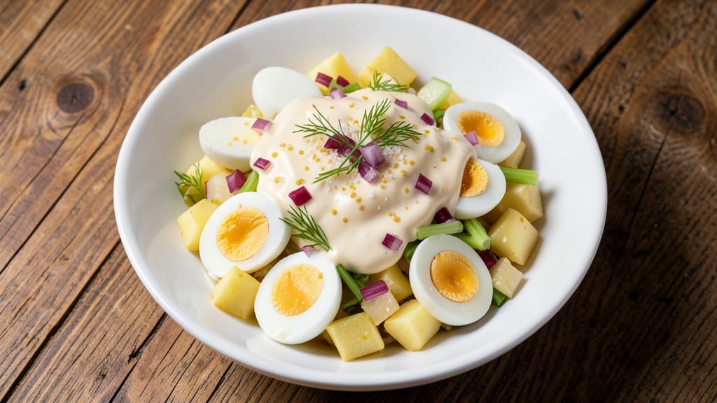 Buc EE's Potato Salad Recipe: Creamy Mayonnaise Base With Crispy Celery Bites