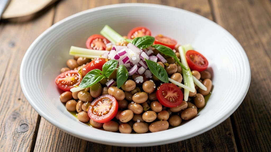 Bean and Tomato Salad Recipe: Bright Italian Zing With Crisp Celery Crowns