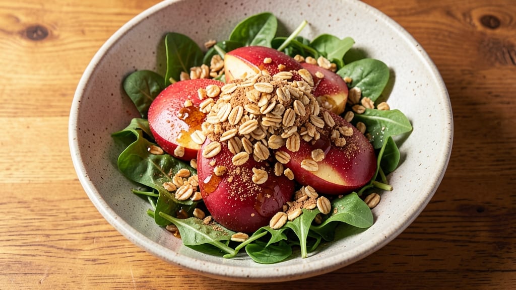 Apple Crisp Salad Recipe: Warm Spiced Apples Over Creamy Vanilla Dressing