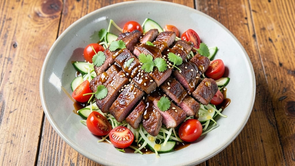 Asian Crispy Beef Salad Recipe: Wok-Seared Tenderness Over Peppery Greens