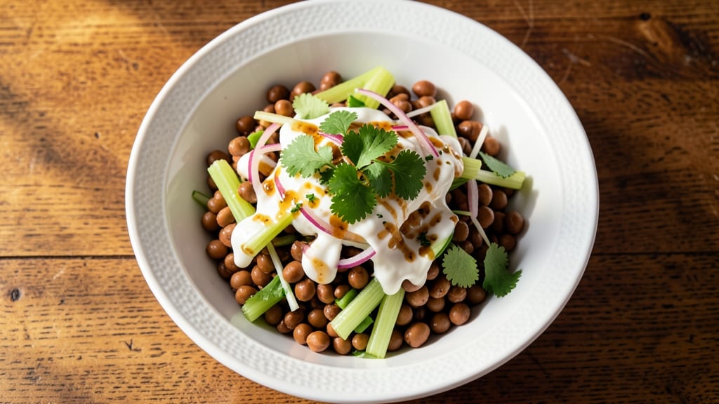 Black Eyed Peas Salad Recipe Vegetarian: Crisp Celery Crown Over Zesty Citrus Cream