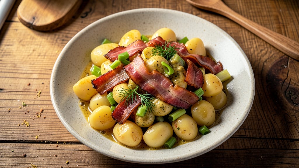 Bavarian German Potato Salad Recipe: Crispy Celery Crowns Over Creamy Mustard Bliss