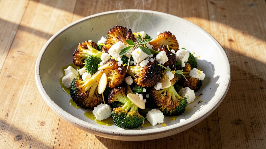 Broccoli and Feta Salad Recipe: Crispy Roasted Greens With Tangy Cheese Bites