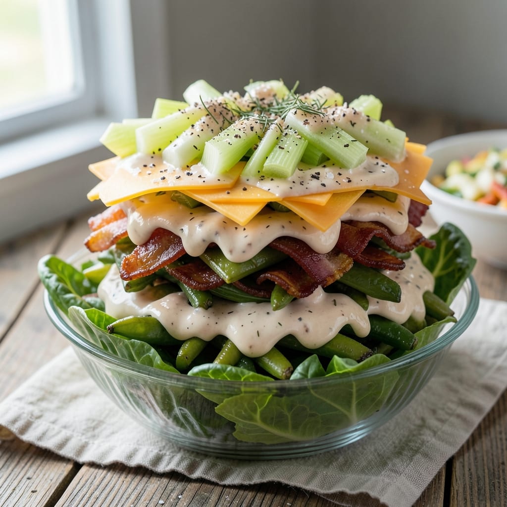 7 Layer Salad Recipe Without Peas: Crunchy Celery and Creamy Ranch Stacked Perfectly