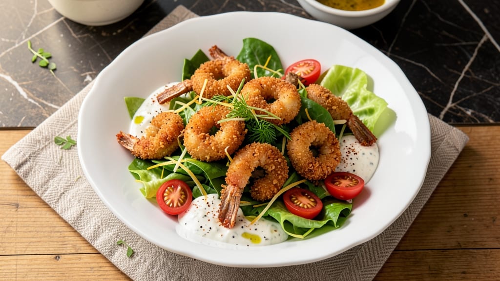 Breaded Shrimp Salad Recipe: Crispy Golden Shrimp Over Zesty Citrus Dressing