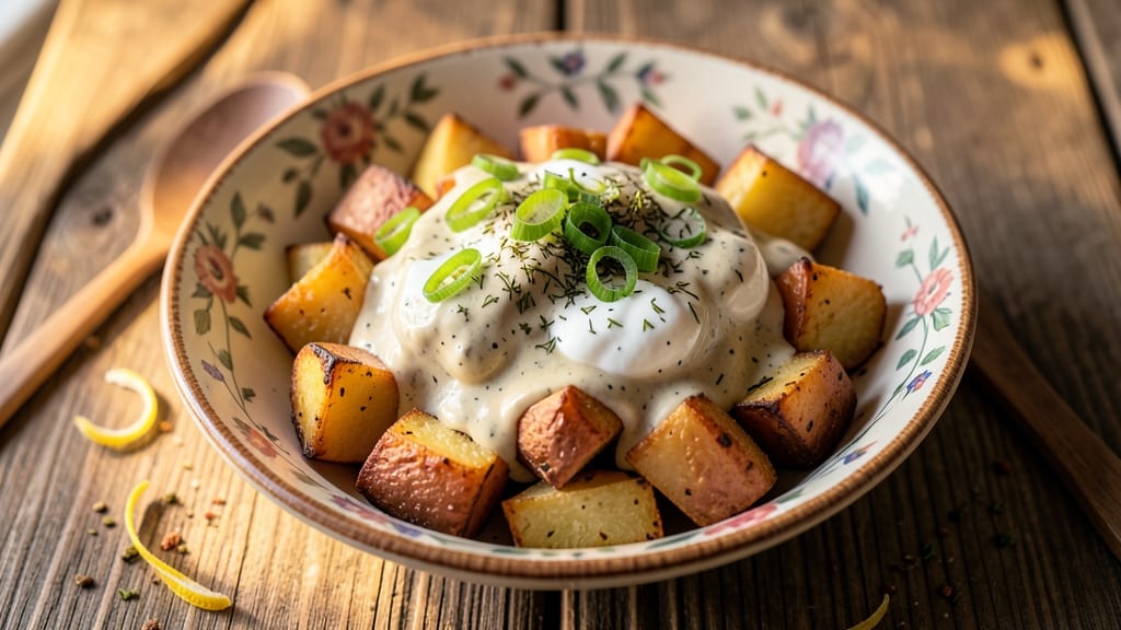 Baked Potato Salad Recipe with Ranch Dressing: Warm Spuds and Cool Creamy Tang
