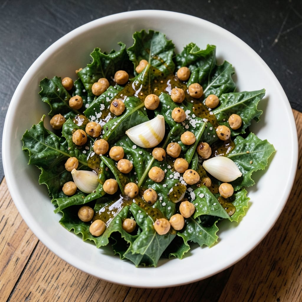 Adele's Kale Salad Recipe: Roasted Garlic and Crispy Chickpea Crunch