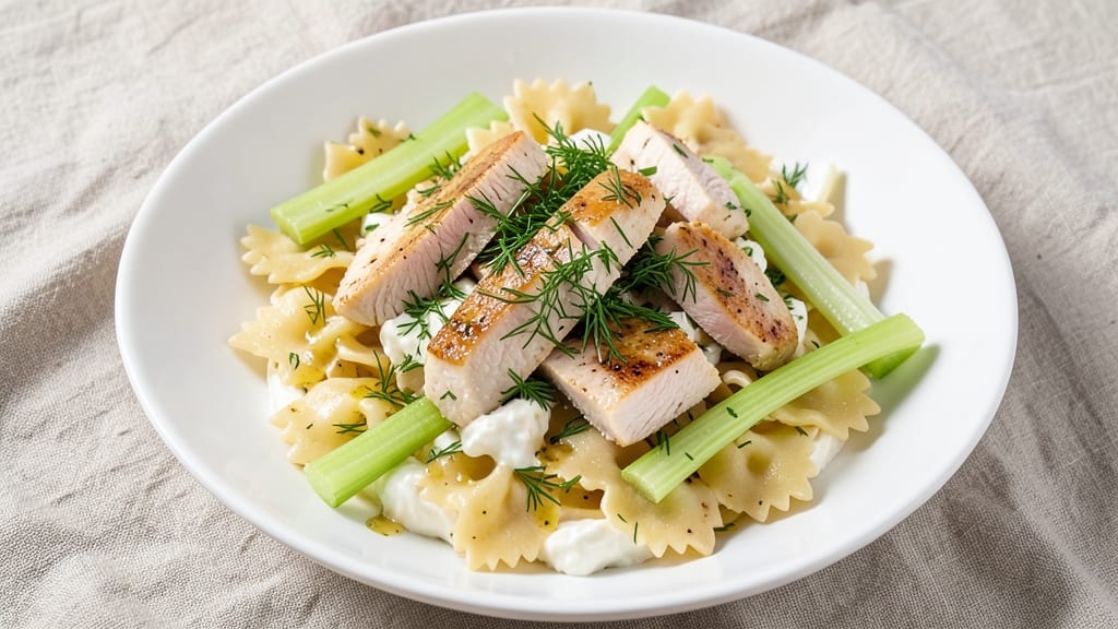 California Chicken Pasta Salad Recipe: Herb-Infused Cream Cheese With Crisp Celery Crowns