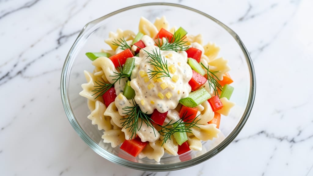 Bow Tie Macaroni Salad Recipe: Herb-Infused Mayo with Sweet Onion Depth