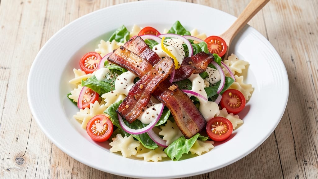 BLT Bow Tie Pasta Salad Recipe: Crunchy Bacon and Tangy Tomato Twist