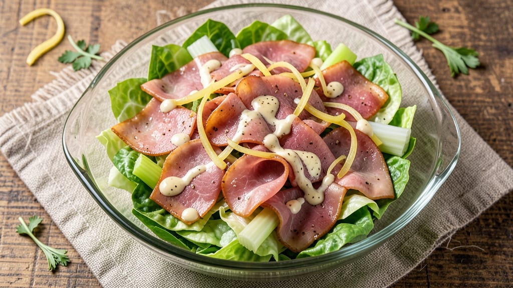 Cabbage and Ham Salad Recipe: Crunchy Celery Crowns Over Smoky Cured Meat Bliss