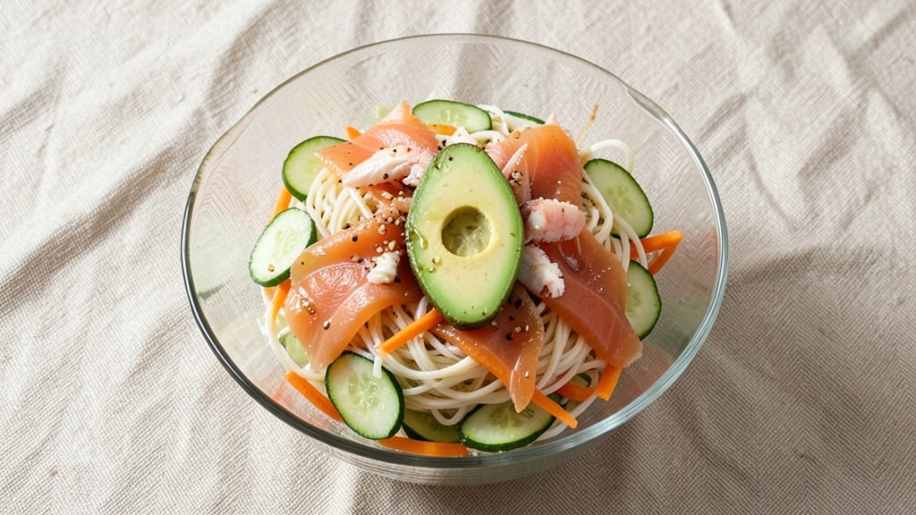 California Sushi Salad Recipe: Crunchy Rice Noodles and Citrusy Dressing Harmony