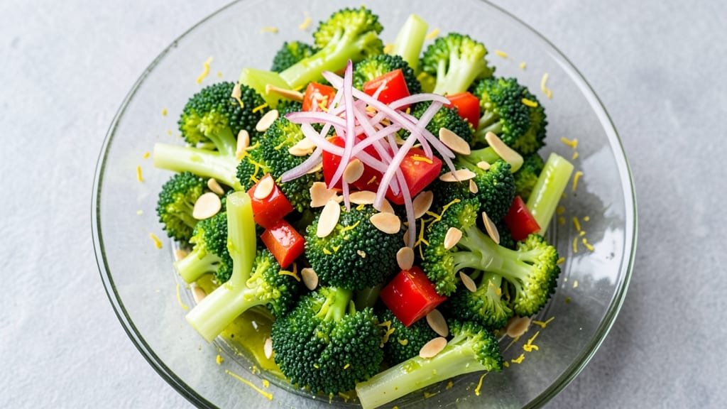 Cold Broccoli Salad Recipe Healthy: Crunchy Celery Crowns Over Tangy Lemon Vinaigrette
