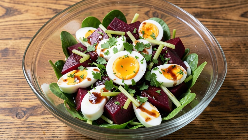 Beet And Egg Salad Recipe: Earthy Sweetness Meets Crunchy Celery Crown