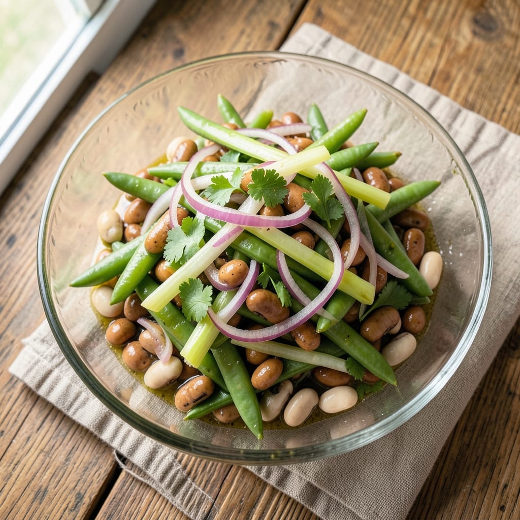 3 Bean Salad Recipe With Wax Beans: Crisp Celery and Herb-Infused Freshness
