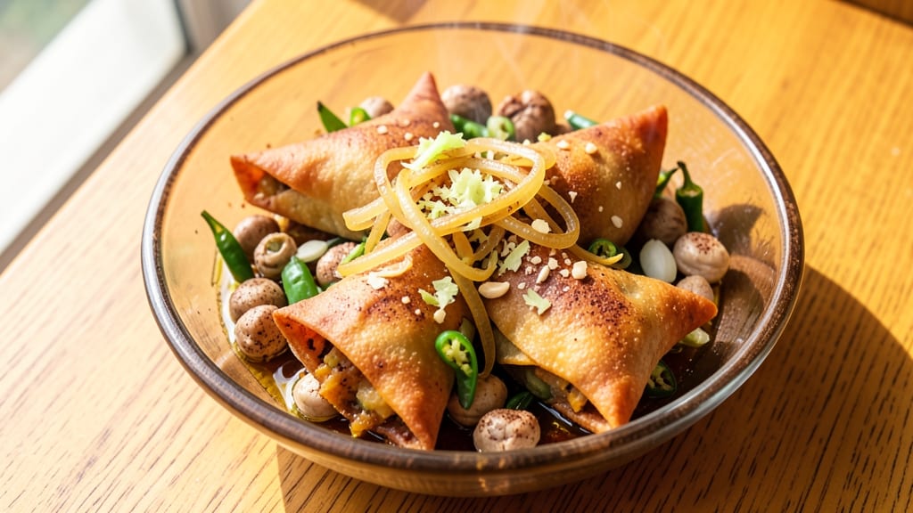 Burmese Samosa Salad Recipe: Crispy Pastry Bites with Spiced Chickpea Filling