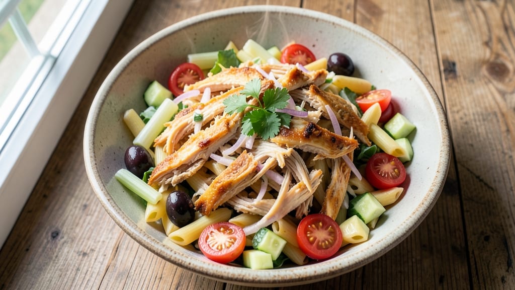 Costco Rotisserie Chicken Greek Pasta Salad Recipe: Crisp Celery Crowns Over Smoky Feta Bliss