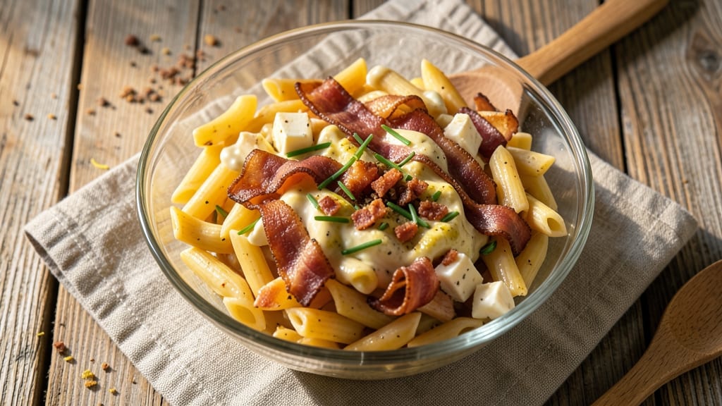 Bacon Cheddar Pasta Salad Recipe: Smoky Bacon Crunch Over Creamy Cheddar Bliss